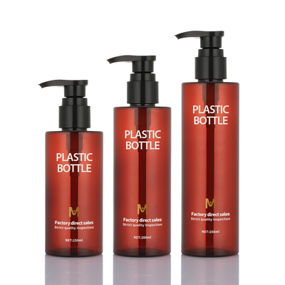 Chai dầu gội đầu tròn màu hổ phách Máy bơm xịt 150ml 200ml 250ml cho sữa tắm