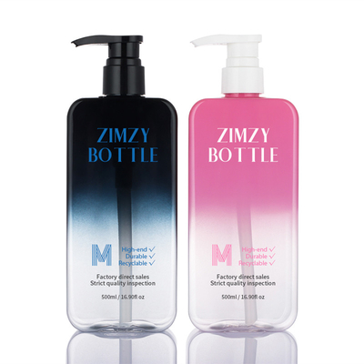 Chai lotion mỹ phẩm trong suốt 500ml rỗng với bơm không khí Gradient màu hồng đen