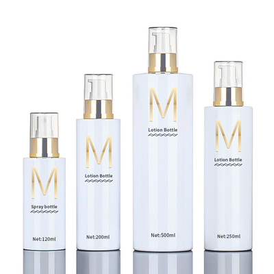 Bán buôn 120ml 200ml 250ml 500ml Chai xịt mỹ phẩm hình tròn Chai xịt nhựa xịt bằng nhựa Chai màu vàng trên cùng để làm sạch