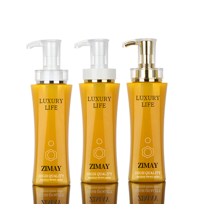 350ml 500ml Kem dưỡng da sang trọng màu vàng rỗng Chai sữa tắm Kylie Skin Care Airless Chai có vòi bơm vàng