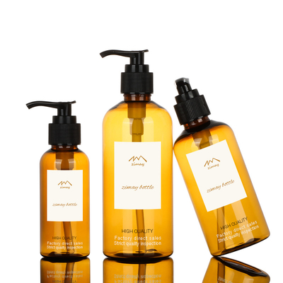 Rỗng 200ml 300ml Hộp đựng mỹ phẩm bằng nhựa Bao bì Chai đựng dầu gội dầu gội màu hổ phách sang trọng
