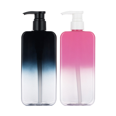 Chai lotion mỹ phẩm trong suốt 500ml rỗng với bơm không khí Gradient màu hồng đen