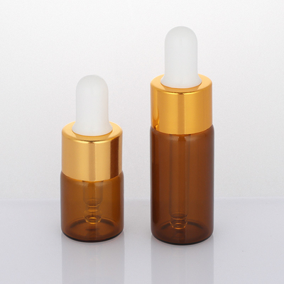 Frosted 5ml 10ml Chai mỹ phẩm rỗng Amber Dropper Chai serum mặt tròn