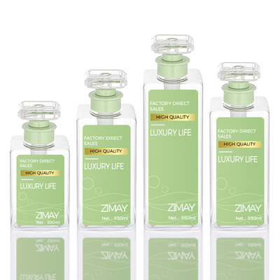 Bơm hình chữ nhật rỗng Hình tròn Dầu tắm tùy chỉnh phẳng 300ml 400ml 800ml Chai dầu gội