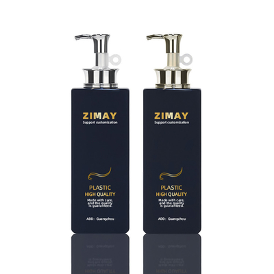 Chai rửa cơ thể hình vuông bằng nhựa PETG 580ml màu đen có bơm dưỡng da