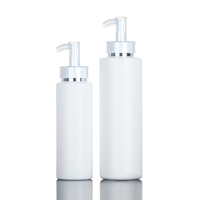 143mm 300ml Chai mỹ phẩm tròn PE màu trắng cho bao bì sữa tắm