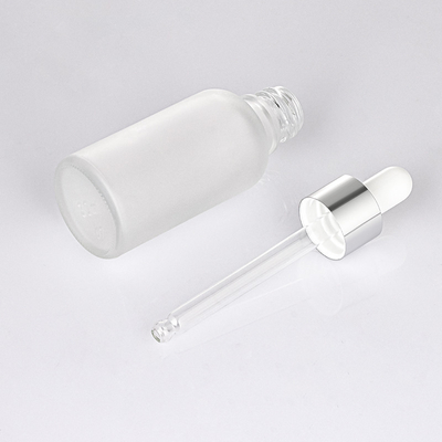 Chai nhỏ giọt tinh dầu thủy tinh màu trắng mờ 30ml có nắp bạc
