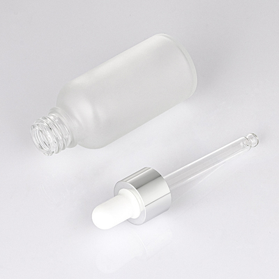 Chai nhỏ giọt tinh dầu thủy tinh màu trắng mờ 30ml có nắp bạc