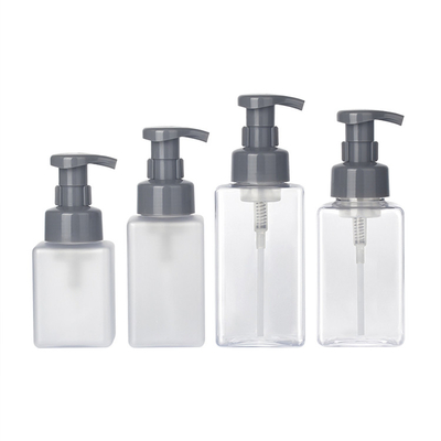 Chai vuông trong suốt PETG chất lượng cao với máy bơm bọt lotion cho dầu gội