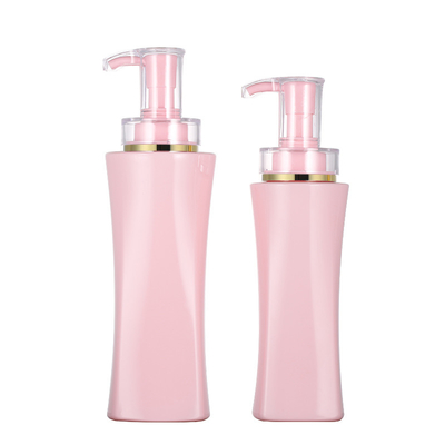 Bán buôn 350ml 500ml sang trọng màu hồng vuông không có không khí có thể bơm lại Sữa tắm Chai rỗng Hộp đựng sữa dưỡng thể
