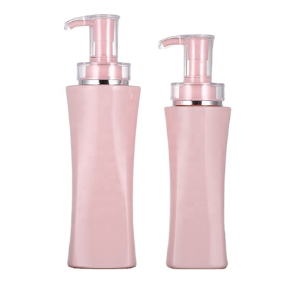 Bán buôn 350ml 500ml sang trọng màu hồng vuông không có không khí có thể bơm lại Sữa tắm Chai rỗng Hộp đựng sữa dưỡng thể