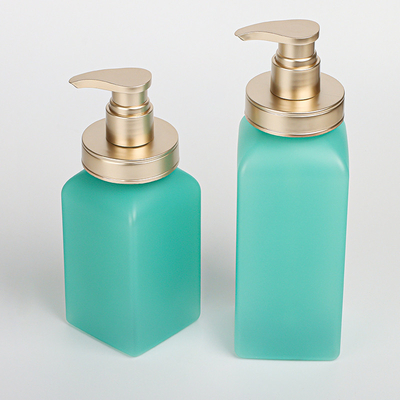 Sang trọng 500ml 750ml Matte Light Green Square Body Wash Xà phòng Không khí Salon Bao bì Chai Dầu gội đầu với vòi bơm vàng