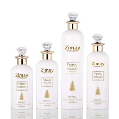 Chất lượng cao PET tròn màu trắng Unilever rỗng không có không khí Bao bì mỹ phẩm chai nhựa đựng dầu gội đầu với nắp kim cương