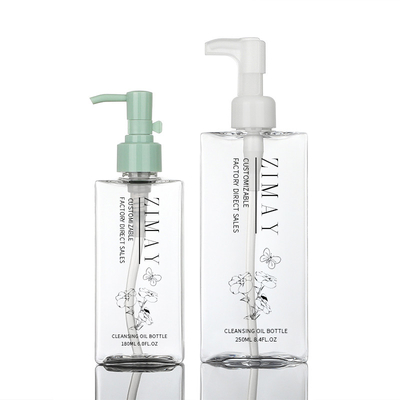 180ml Clear Oil Bao bì Hộp đựng Dầu gội và Dầu xả Bộ Dầu dưỡng da Hình vuông Chai Bơm Nhựa 200ml